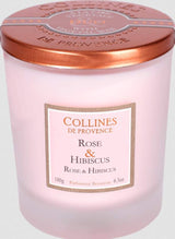 Collines de Provence Duftkerze Rose & Hibiskus mit floralem, elegantem Duft für eine stimmungsvolle und entspannende Wohnatmosphäre.