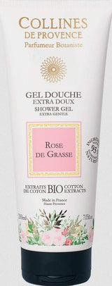 Collines de Provence Duschgel Rose von Grasse mit Bio-Baumwollextrakten für eine sanfte und pflegende Reinigung der Haut.