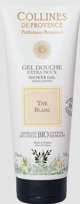 Collines de Provence Duschgel Weißer Tee mit Bio-Baumwollextrakten für eine sanfte und pflegende Reinigung der Haut.
