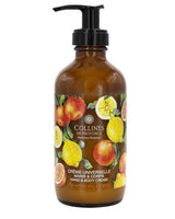 Handcreme von Collines mit Duft Zitrusfruechte in Glasflasche und Pumpdruecker