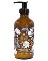 Collines Handcreme Duftrichtung Baumwolle in braunem Glasspender mit Pumpaufsatz