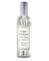 Durance Raumspray Verbene im eleganten Glasflakon mit Zerstäuber und Deckel – hochwertiger Raumduft mit natürlichem Eisenkrautduft, stilvolles Produktfoto für Wohnraum, Schlafzimmer oder Badezimmer