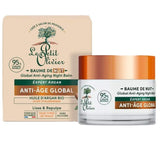 Le Petit Olivier Anti-Aging Nachtbalsam mit Bio-Arganöl und Verpackung