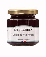 L'Épicurien Rotwein Confit im Glas mit goldfarbenem Schraubdeckel.