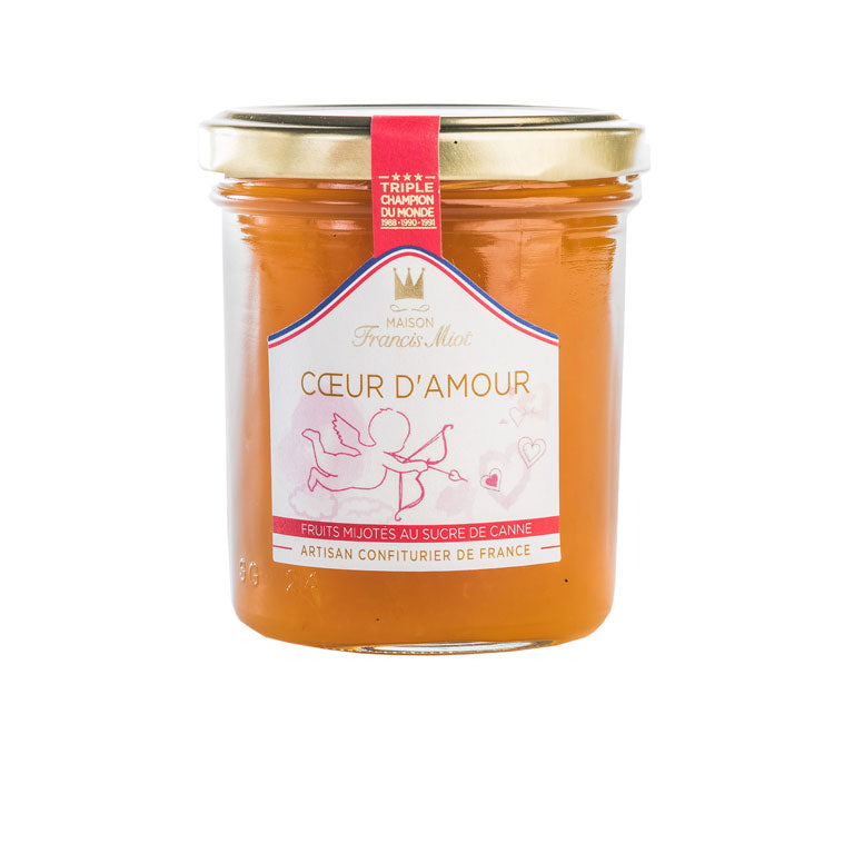 Fruchtaufstrich 'Cœur d'Amour' mit Aprikose, Mango, Pfirsich, Passionsfrucht & Champagner 220 g