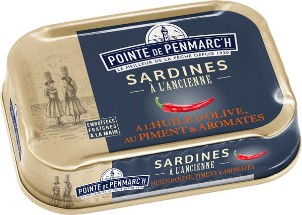 Sardinen mit Olivenöl und Chili 115 g Dosenkonserve - La Pointe de Penmarc’h