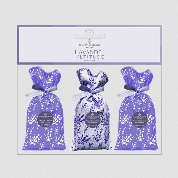 3er Set Lavendelsäckchen (Lavendelmotiv) - Plantes et Parfums