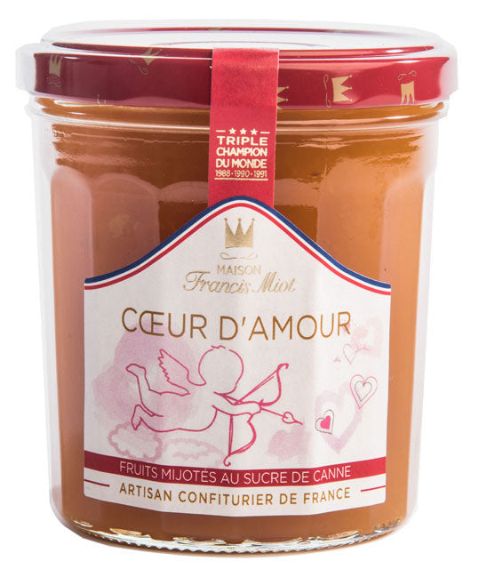 Fruchtaufstrich 'Cœur d'Amour' mit Aprikose, Mango, Pfirsich, Passionsfrucht & Champagner 340 g