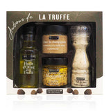 Geschenkbox 'Rund um Trüffel' mit Olivenöl, Senf, Meersalz & Champignon-Trüffel-Creme