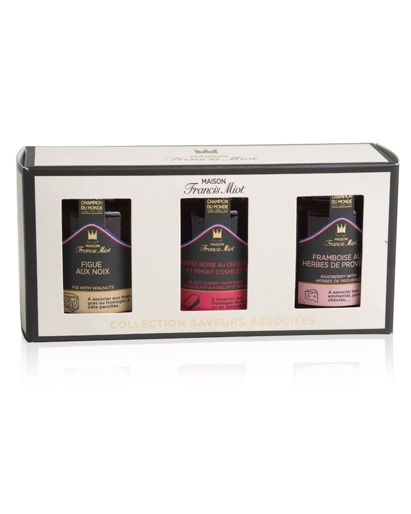 3er-Set Confits 1 x Schwarzkirsche, Schokolade & Piment d'Espelette, 1x Feige & Walnuss, 1x Himbeere mit Kräutern der Provence 3 x 100 g