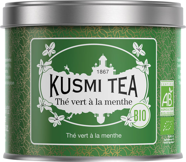 Bio Grüner Tee Thé vert à la menthe 100 g Metalldose / DE-ÖKO-006
