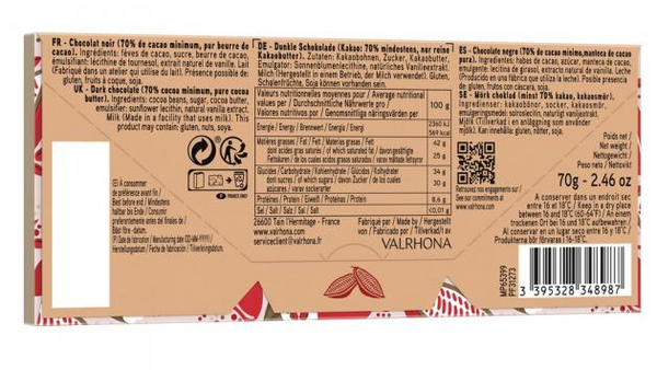 Zartbitter-Schokoladentafel mit 70% Kakao 70 g