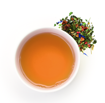 Bio Kräutertee mit Aprikose, Lindenblüte & Erdbeere in Glasdose 70 g  / DE-ÖKO-006