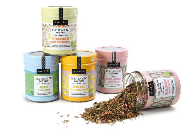 Bio Kräutertee mit Aprikose, Lindenblüte & Erdbeere in Glasdose 70 g  / DE-ÖKO-006