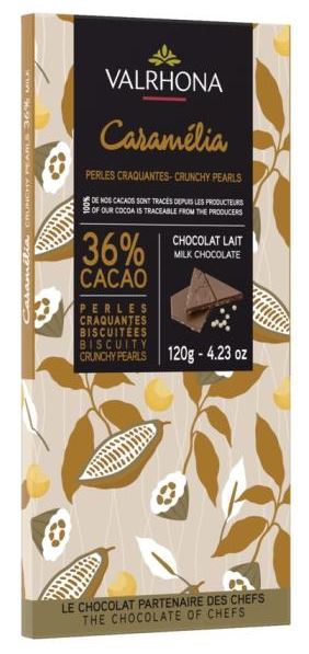 Vollmilch-Schokoladentafel mit Karamell, Puffweizen 36% Kakao 120 g