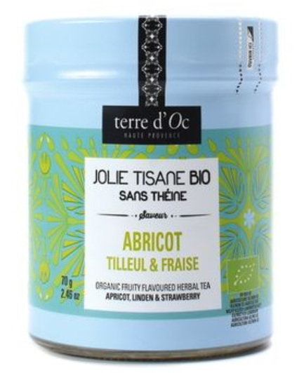 Bio Kräutertee mit Aprikose, Lindenblüte & Erdbeere in Glasdose 70 g  / DE-ÖKO-006