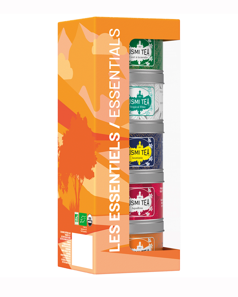 Bio Geschenkset 'Essentials' mit 5 verschiedenen Teesorten à 20 g Metalldose - Kusmi Tea / DE-ÖKO-006