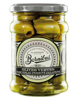 Bornibus Olives Vertes Farcies au Piment Jalapeño grüne Oliven mit Jalapeño-Füllung im Glas französische Feinkost von Maison Bornibus 1855