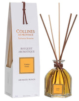 Collines de Provence Duftdiffuser Amber mit Glasflakon, Duftstäbchen und Verpackung