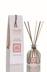 Collines de Provence Duftdiffuser Antike Rose mit Glasflakon, Duftstäbchen und Verpackung