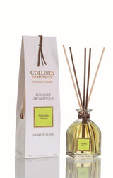 Collines de Provence Duftdiffuser Verbene mit Glasflakon, Duftstäbchen und Verpackung