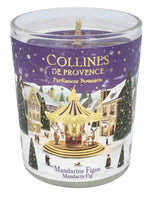 Collines de Provence Duftkerze Mandarine Feige 75 gr im Glas mit winterlich gestaltetem Etikett