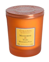 Collines de Provence Duftkerze Mandarine & Yuzu mit fruchtig-frischem Zitrusduft für eine belebende und harmonische Wohnatmosphäre.