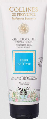 Collines de Provence Duschgel Tiaréblüte mit Bio-Baumwollextrakten für eine sanfte und pflegende Reinigung der Haut.