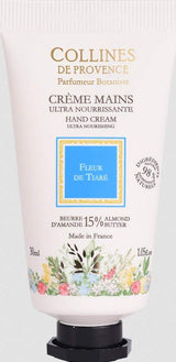 Collines de Provence Handcreme Tiaréblüte mit 15 % Mandelbutter für intensive Pflege und geschmeidige Hände.