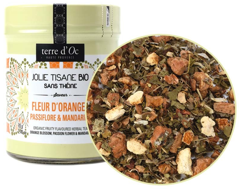 Bio Kräutertee mit Orangenblüte, Passionsblume & Mandarine in Glasdose 90 g / DE-ÖKO-006