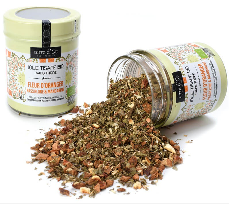 Bio Kräutertee mit Orangenblüte, Passionsblume & Mandarine in Glasdose 90 g / DE-ÖKO-006
