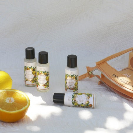 Reise-Set Zitrusfrüchte Duschgel, Körperlotion, Shampoo, Conditioner