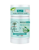e Petit Olivier 3-in-1 Gesichtsmaske mit Aloe Vera und grünem Tee für normale bis Mischhaut.