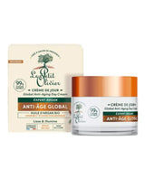 Le Petit Olivier Anti-Aging Tagescreme mit Bio-Arganöl und Verpackung