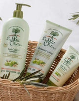Le Petit Olivier Pflegeserie mit Körpermilch, Körperpeeling und Handcreme mit Olivenöl