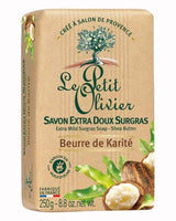 Le Petit Olivier feste Seife mit Sheabutter in Papierverpackung