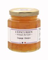 L'Épicurien Bitterorangen-Konfitüre im Glas mit goldfarbenem Schraubdeckel.