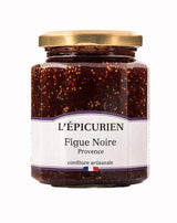 L'Épicurien Schwarze Provence-Feigen-Konfitüre im Glas mit goldfarbenem Schraubdeckel.