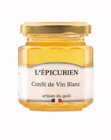 L'Épicurien Weißwein Confit im Glas mit goldfarbenem Schraubdeckel.