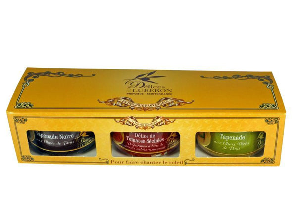 Trio Tapenaden Aufstrich -getrocknete Tomaten, schwarze Oliven sowie grüne Oliven - 3 x 90 g