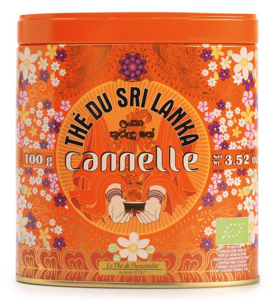 Bio Schwarzer Ceylon-Tee mit Zimtstücken & Extrakt "Thé du Sri Lanka canelle" Metalldose 100 g / DE-ÖKO-006