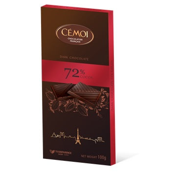 Zartbitter-Schokoladentafel mit 72% Kakao 100 g - Cémoi