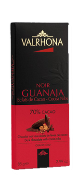Zartbitter-Schokoladentafel 'Guanaja' mit Kakaobohnensplitter und 70% Kakao 85 g - Valrhona