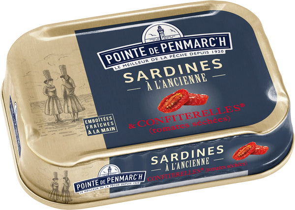 Sardinen mit Olivenöl und getrockneten Tomaten 115 g Dosenkonserve - La Pointe de Penmarc’h