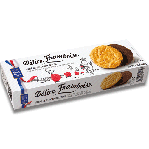 Butterkekse mit Himbeeren und Zartbitterschokolade (Délice Framboise) 130 g - Filet Bleu
