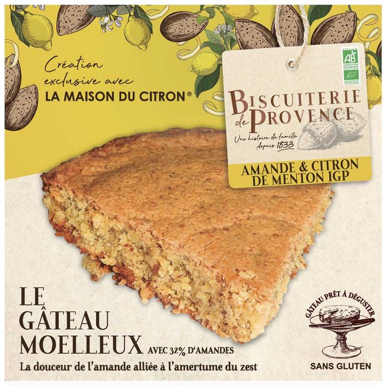 Bio Mandelkuchen mit Zitrone 225 g - Biscuiterie de Provence