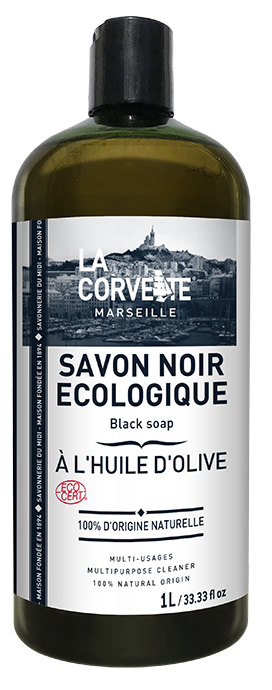 Schwarze flüssige Seife Allzweckreiniger 'Olive' 1 Liter - La Corvette Marseille
