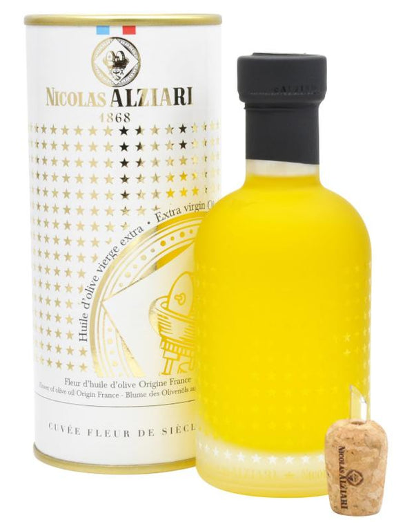 Olivenöl 'Blume des Öls' (Fleur d'Huile) mit Ausgießer im hochwertigen Geschenkkarton 200 ml - Nicolas Alziari