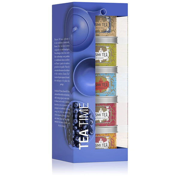 Bio Geschenkset 'Tea Time' mit 5 verschiedenen Teesorten à 25 g Metalldose - Kusmi Tea / DE-ÖKO-006