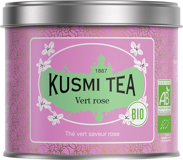 Bio Grüner Tee 'Thé vert Rose' mit Rosengeschmack in der 100 g Metalldose - Kusmi Tea / DE-ÖKO-006